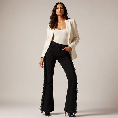 Jovessa | Western Fringe Flared Pants