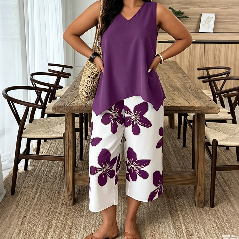 Lynette | Sleeveless Floral Two Piece Set