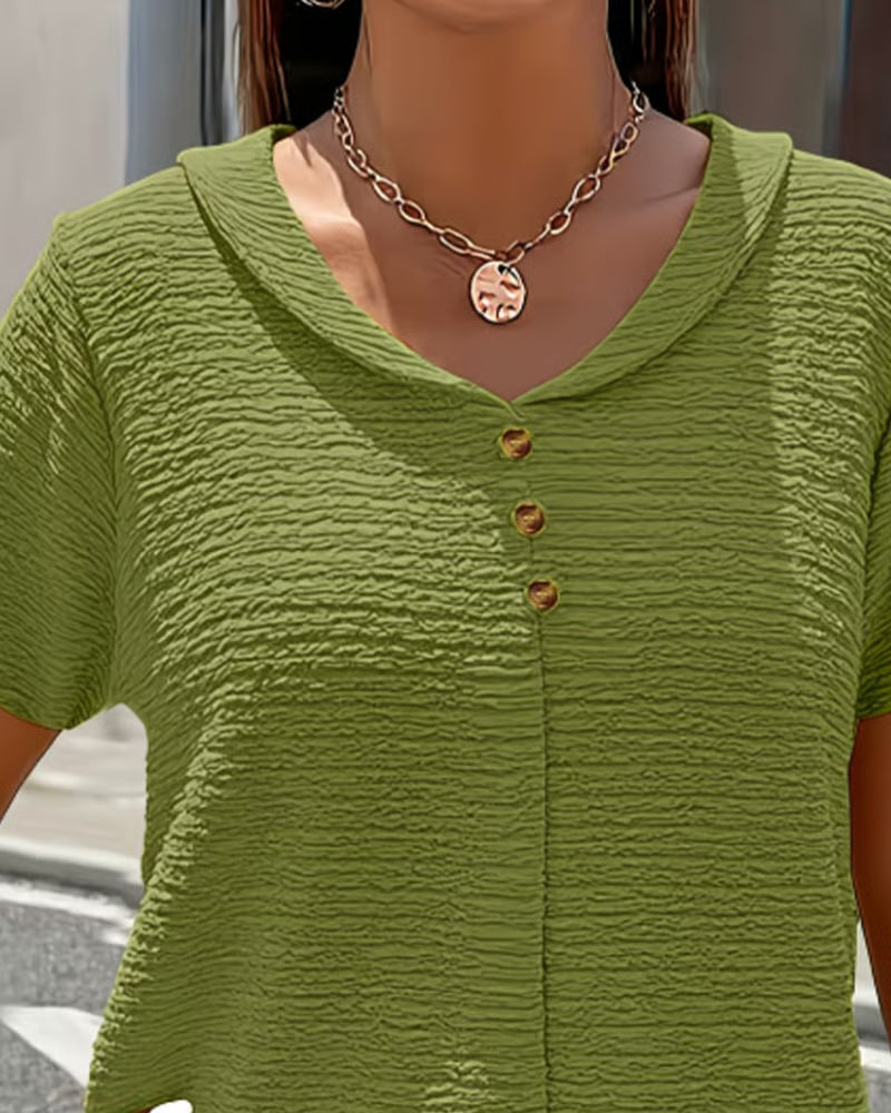 Mirelynn | Textured Button Detail Blouse