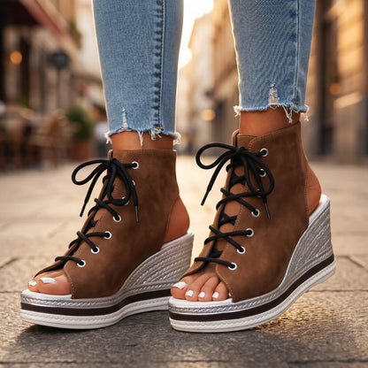 Violetta | Lace Up Wedge Sandals