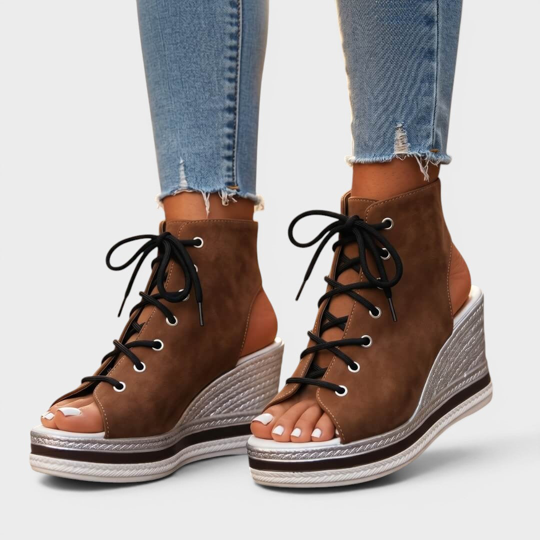 Seloria | Lace Up Platform Wedge Sandals