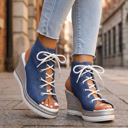 Violetta | Lace Up Wedge Sandals