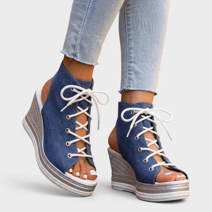 Seloria | Lace Up Platform Wedge Sandals