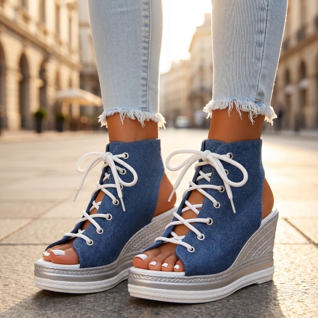 Violetta | Lace Up Wedge Sandals