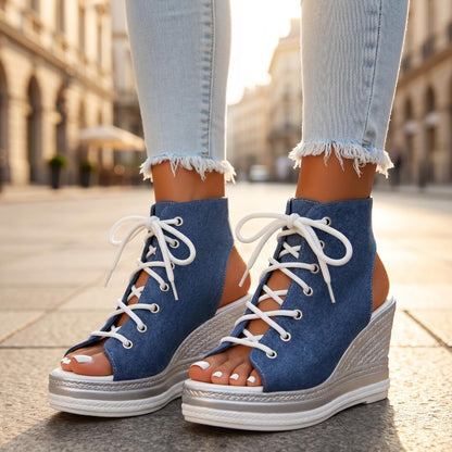 Violetta | Lace Up Wedge Sandals