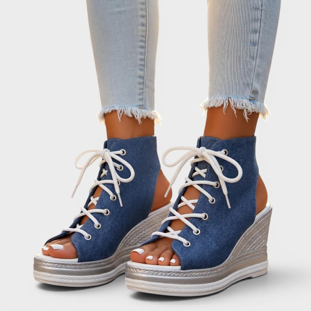 Seloria | Lace Up Platform Wedge Sandals