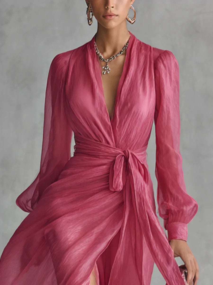 Floris | Flowing Tie Waist Maxi Dress
