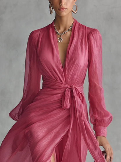 Floris | Flowing Tie Waist Maxi Dress