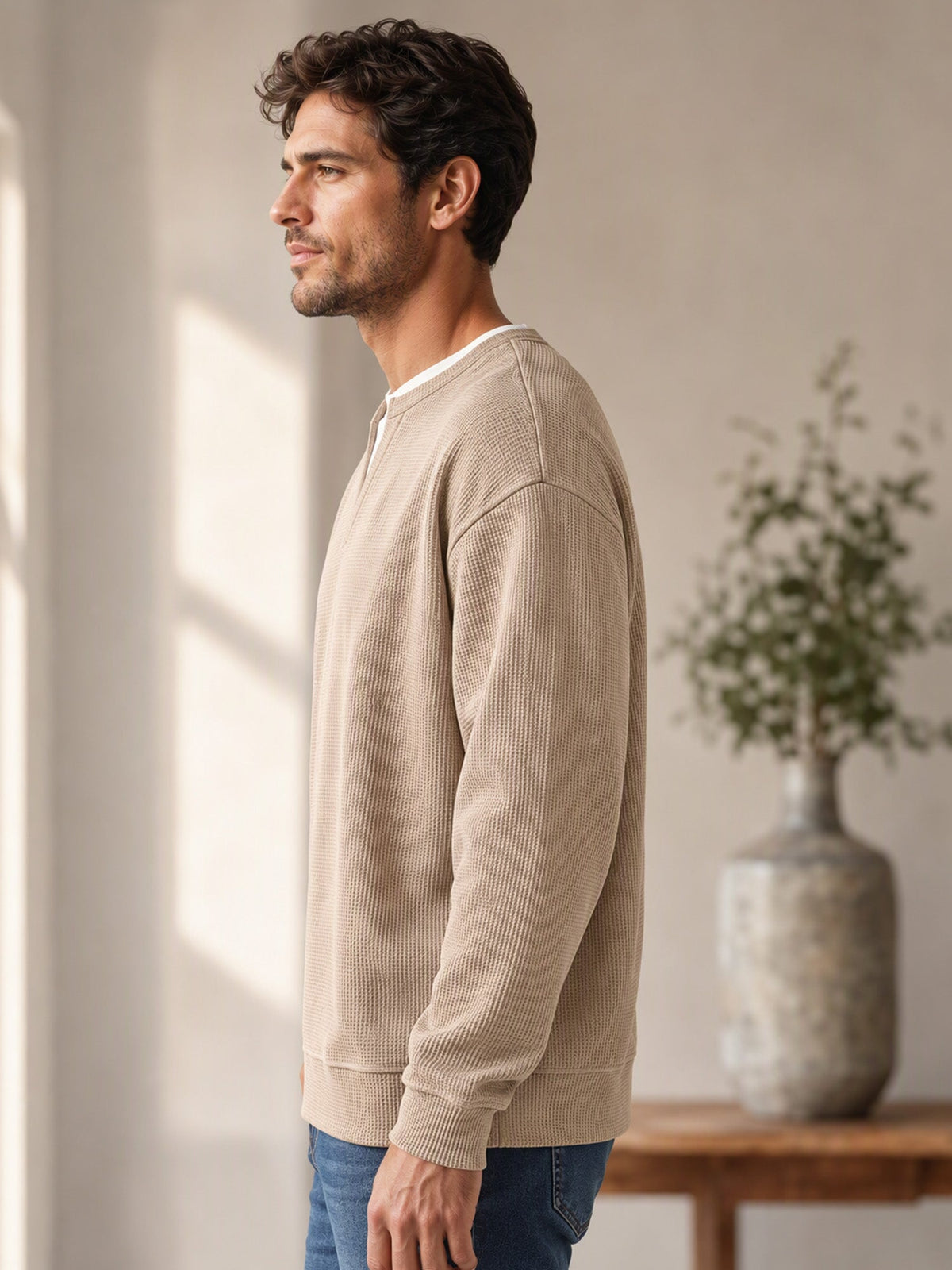 Theron | Textured Notch Neck Sweater