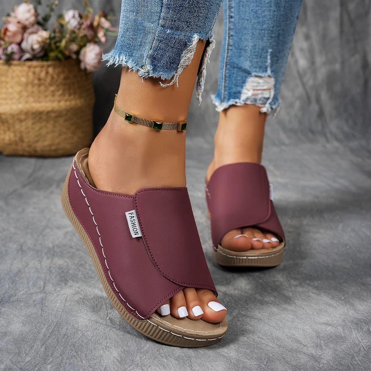 Mirelune | Casual Wedge Mule Sandals
