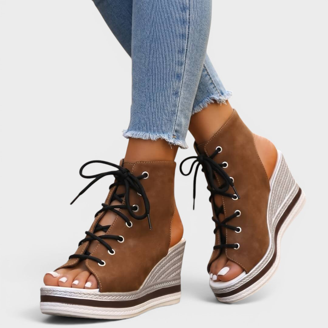 Seloria | Lace Up Platform Wedge Sandals
