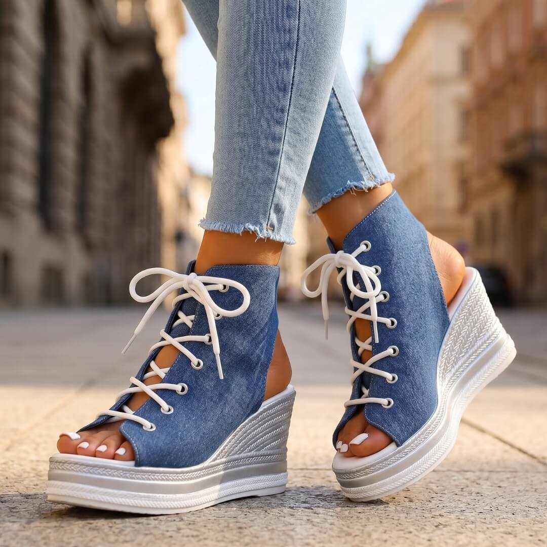 Violetta | Lace Up Wedge Sandals