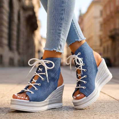 Violetta | Lace Up Wedge Sandals