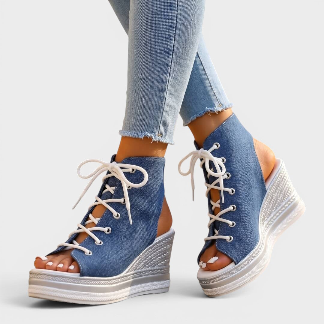 Seloria | Lace Up Platform Wedge Sandals