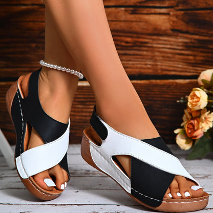 Lyndrel | Colour Block Open Toe Comfort Wedge Sandals