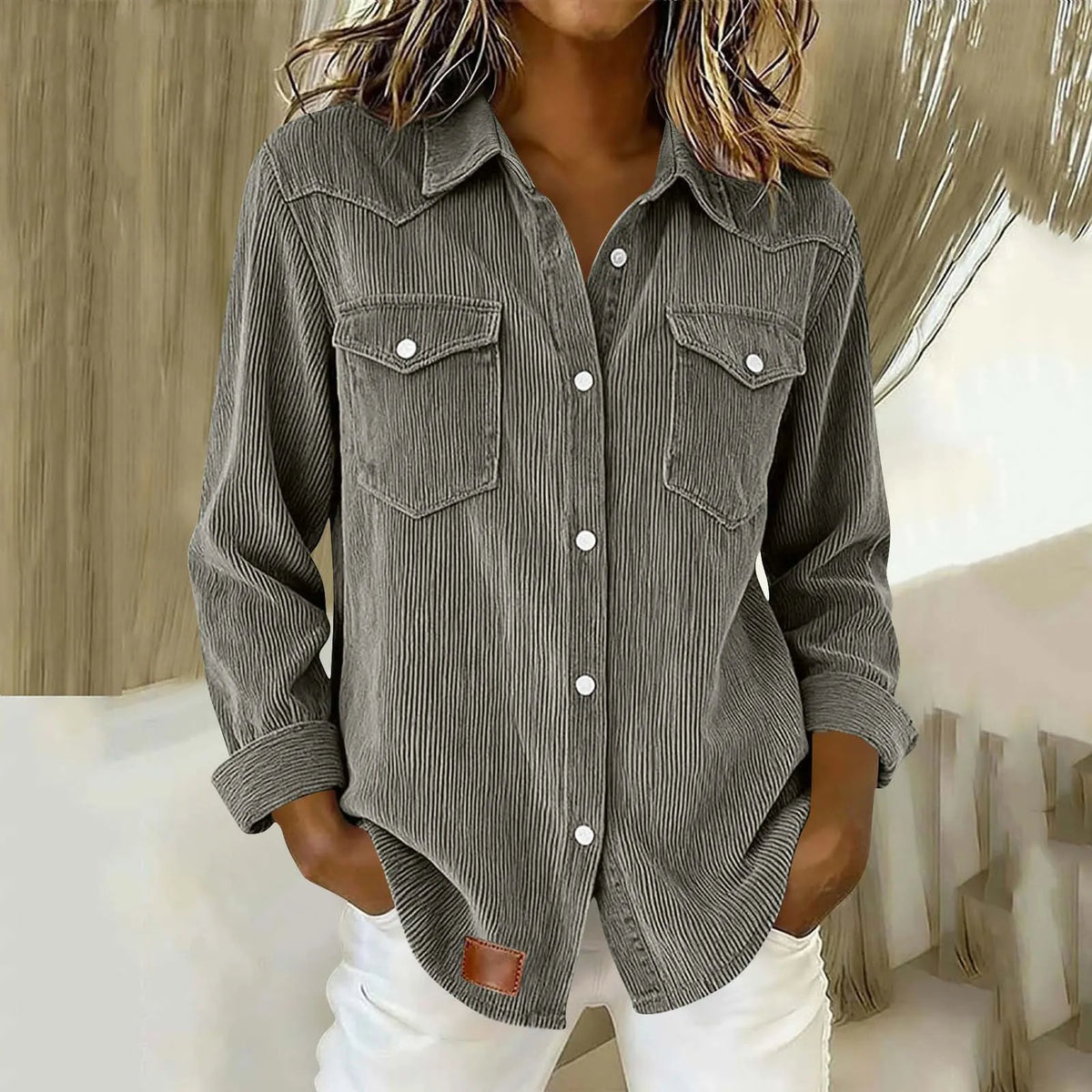 Renavia | Casual Corduroy Button Up Shirt