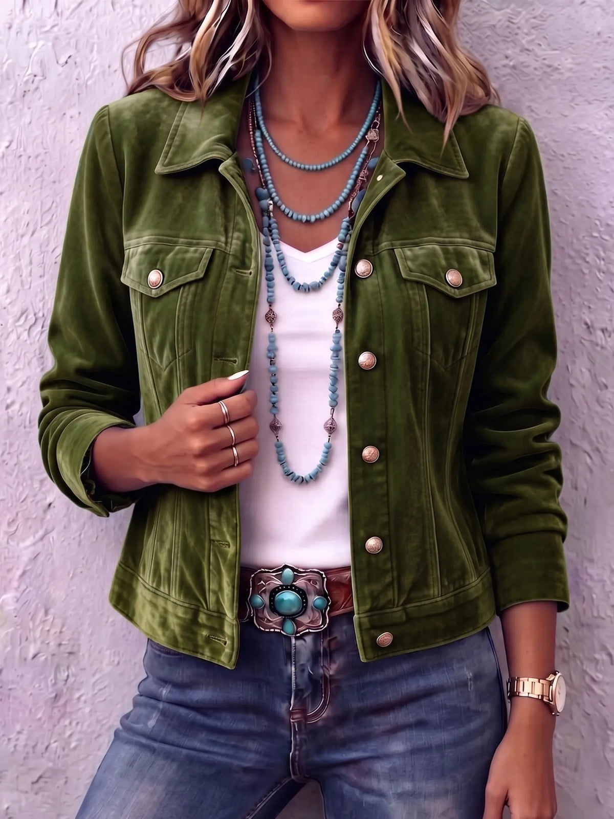 Coriselle | Casual Velvet Button Jacket