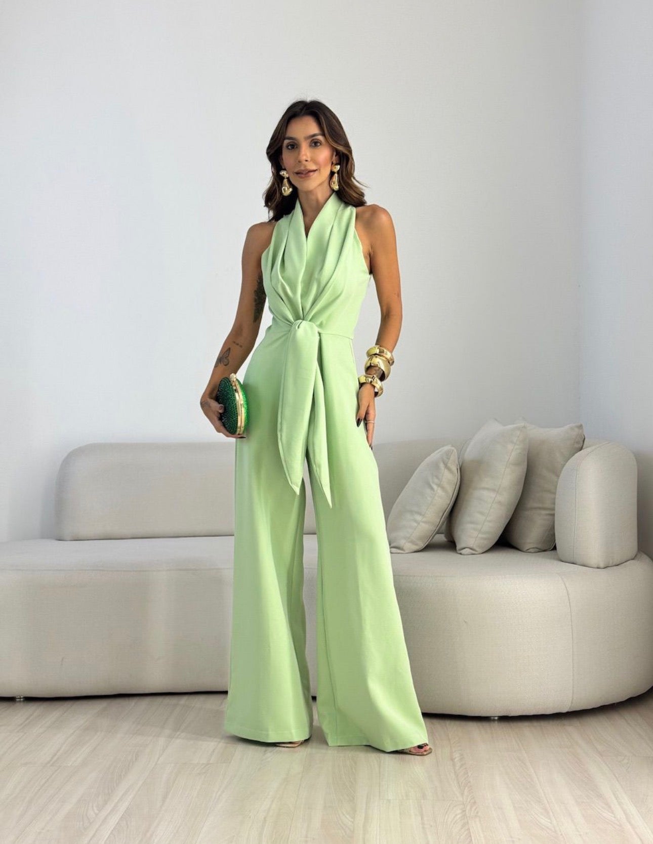 Xavielle | Draped Halter Wide Leg Jumpsuit