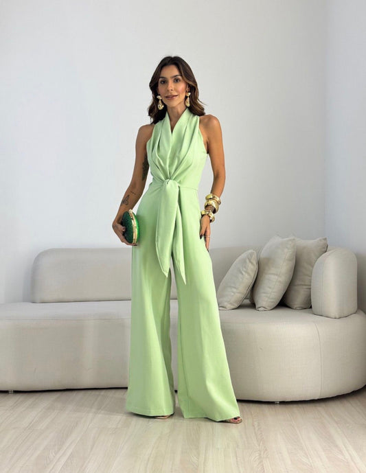 Xavielle | Draped Halter Wide Leg Jumpsuit