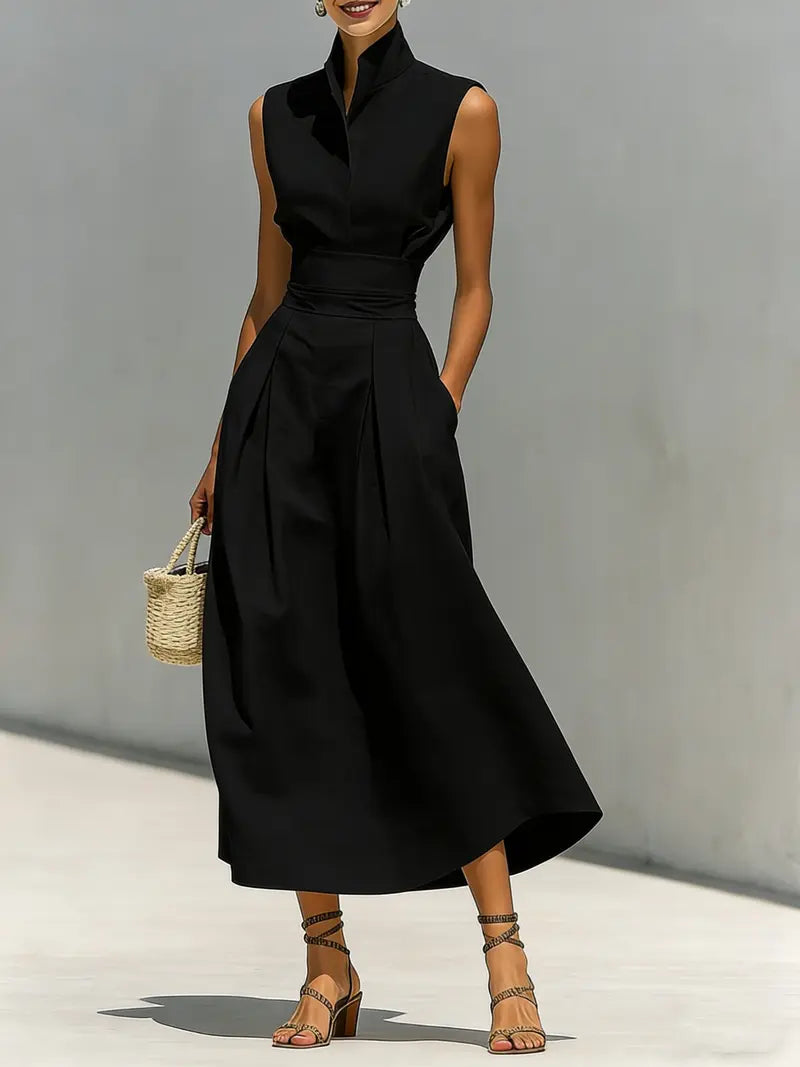 Celestielle | Structured Waist Midi Dress