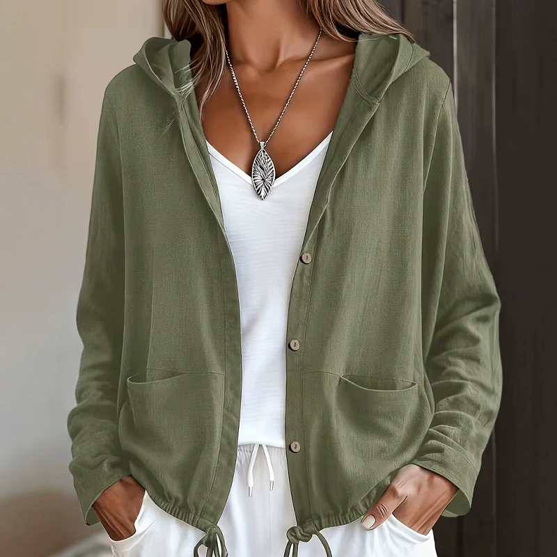 Ilaria | Relaxed Button Front Hooded Jacket