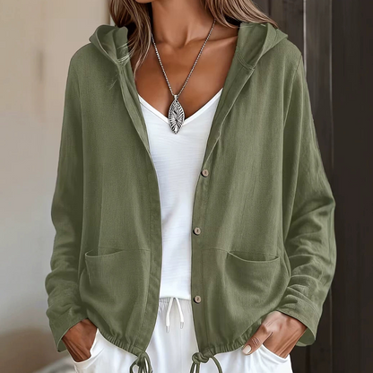 Ilaria | Relaxed Button Front Hooded Jacket