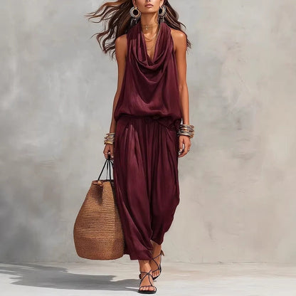 Zafrina | Draped Sleeveless Harem Jumpsuit