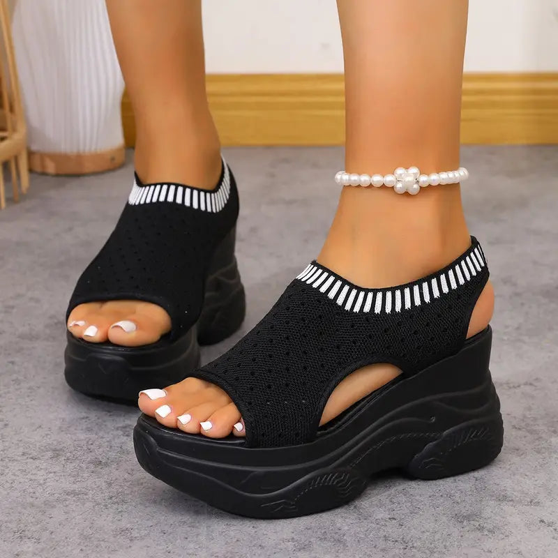 Zevarra | Platform Knit Walking Sandals