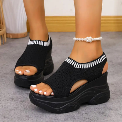 Zevarra | Platform Knit Walking Sandals