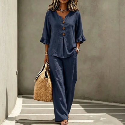 Alessande | Relaxed Linen Blend Two Piece Set