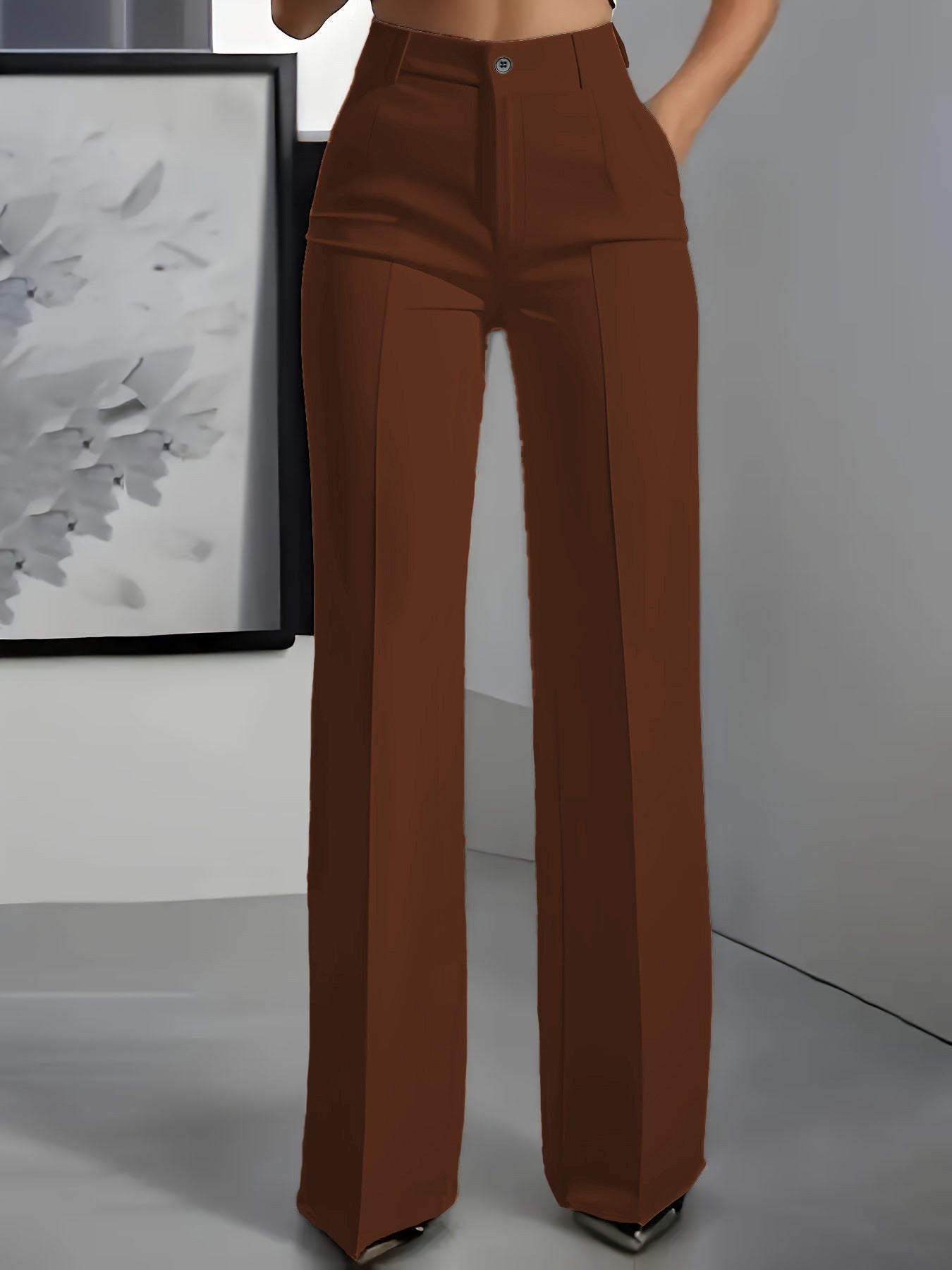 Pyrwen | Straight Leg High Rise Pressed Crease Formal Trousers