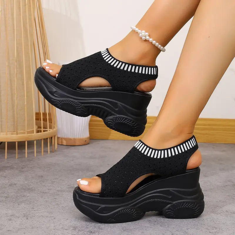 Zevarra | Platform Knit Walking Sandals