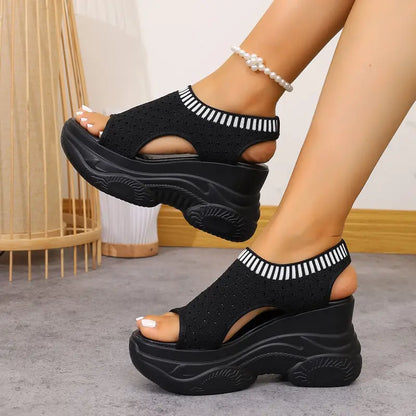 Zevarra | Platform Knit Walking Sandals