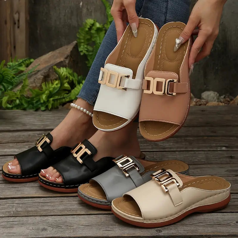 Quinlisse | Buckle Strap Casual Slide Sandals