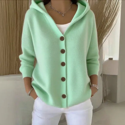 Asterelle | Cozy Hooded Button Knit Cardigan