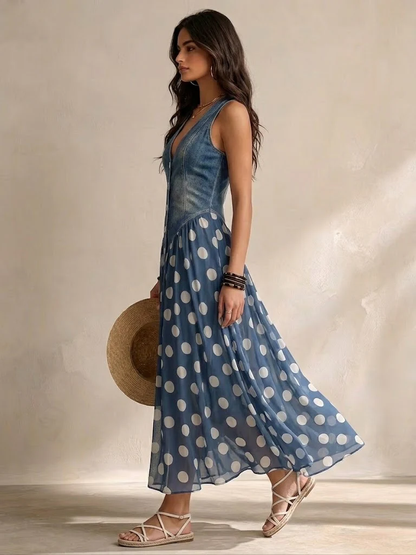 Ameliora | Mixed Media Polka Dot Dress