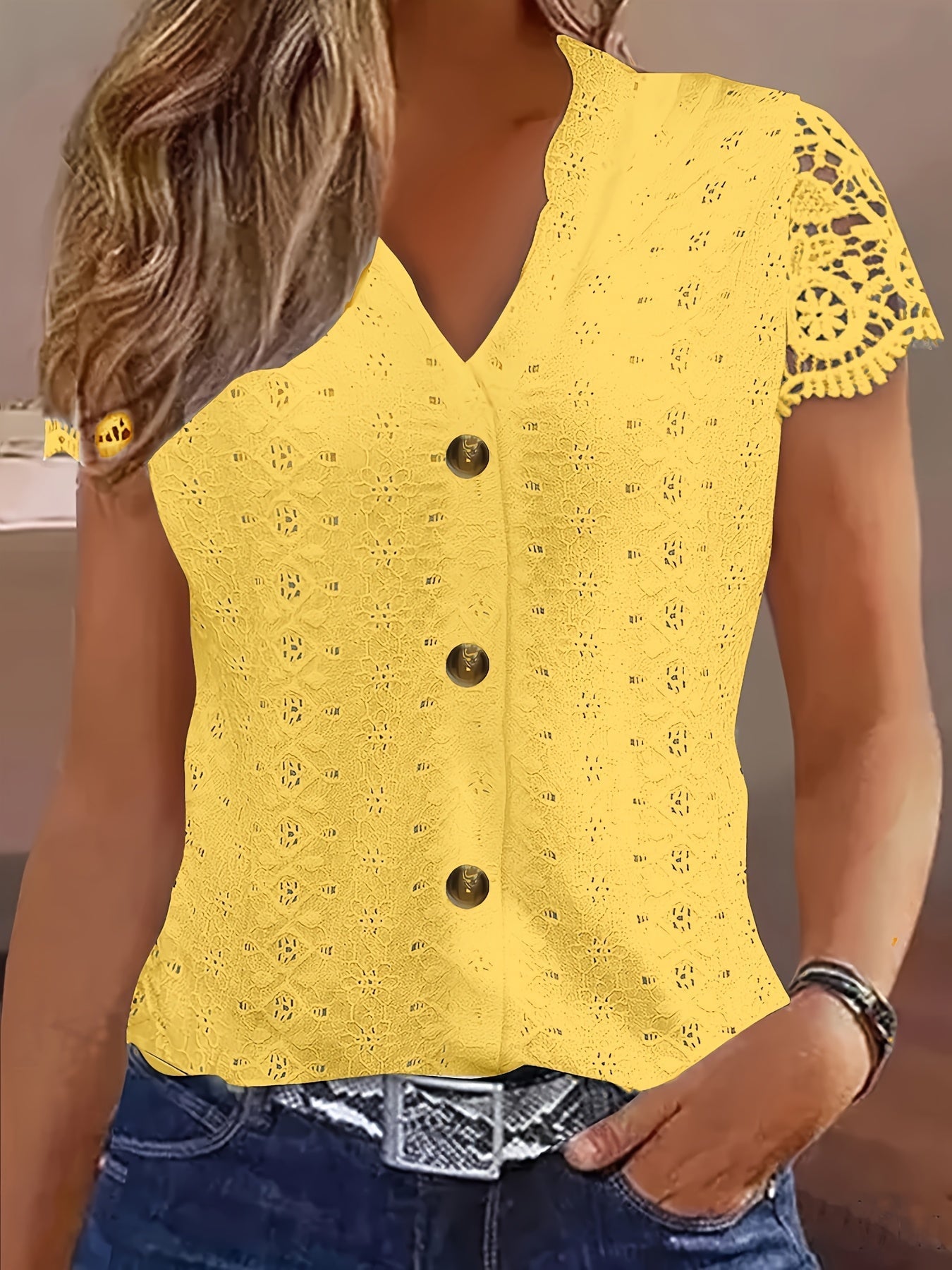 Delaine | Elegant Crochet Trim Blouse