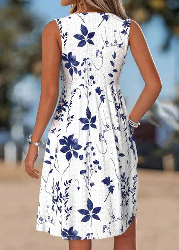 Maristella | Sleeveless Botanical Print Dress