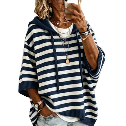 Elowise | Relaxed Stripe Hooded Sweater