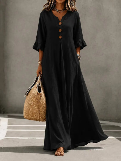 Ceryselle | Ruffle Sleeve Flowing Maxi Dress