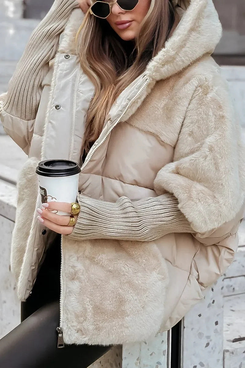 Adelpha | Plush Panel Hooded Puffer Jacket