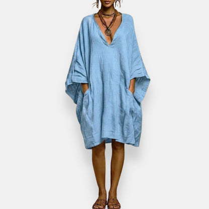 Nicolette | Flowing V Neck Shift Dress
