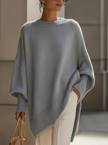 Eudelle | Relaxed Batwing Knit Poncho Sweater