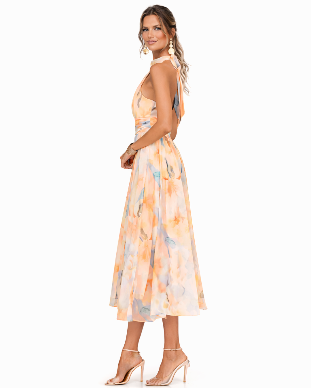 Elovienne | Pleated Neck Flowing Maxi Dress