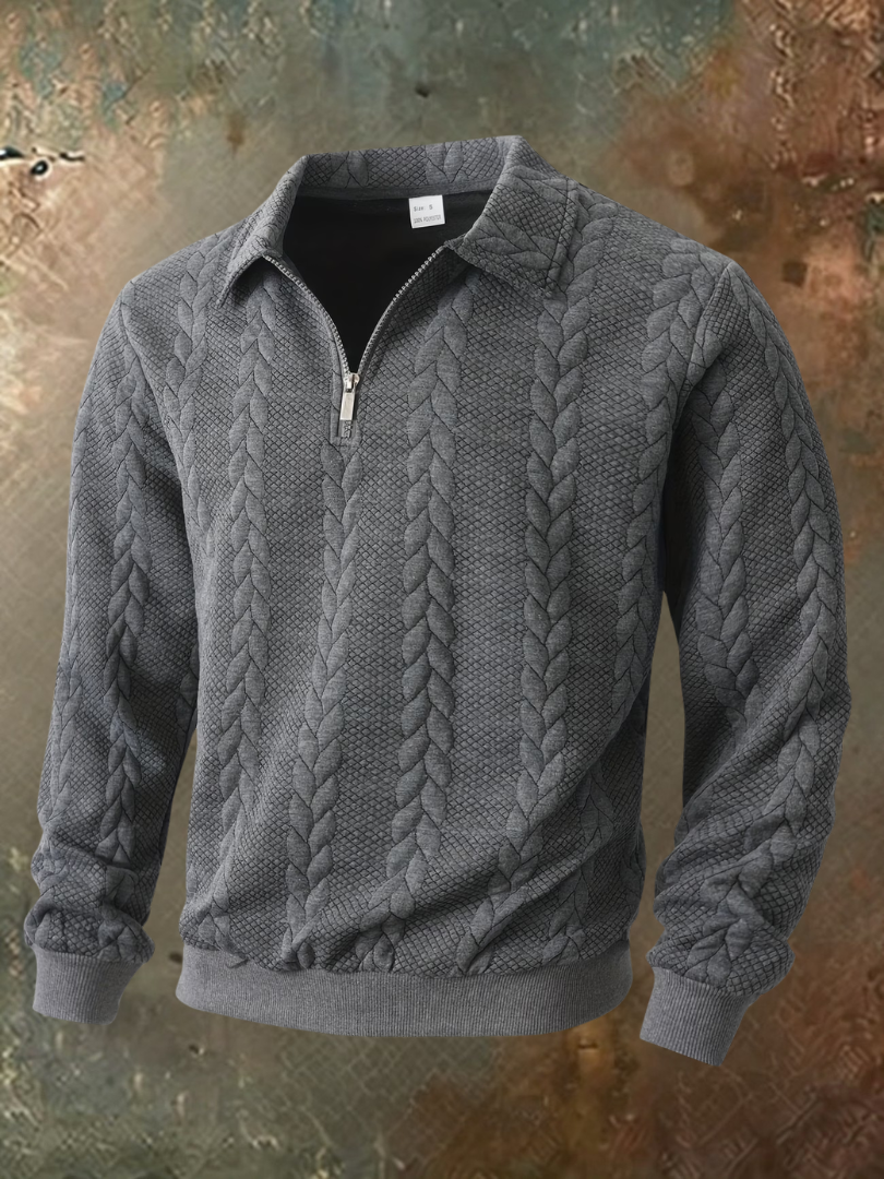 Fitzroy | Cable Detail Zip Neck Sweater