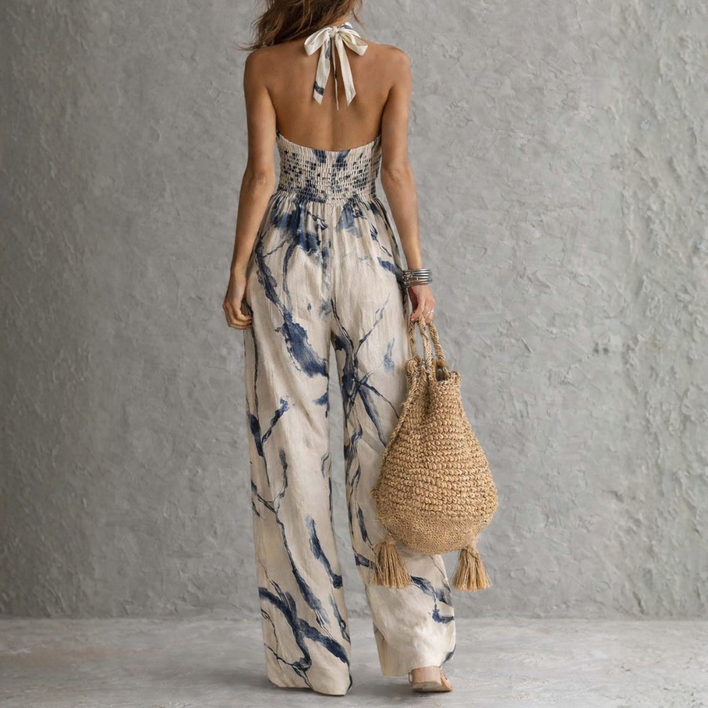 Emmeline | Flowing Halter Neck Statement Jumpsuit