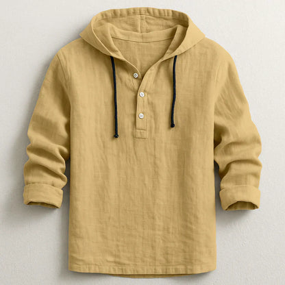Arden | Hooded Linen Henley Shirt