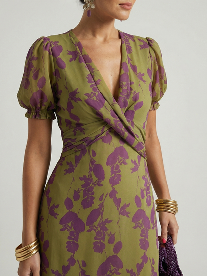 Wynora | Puff Sleeve Botanical Dress