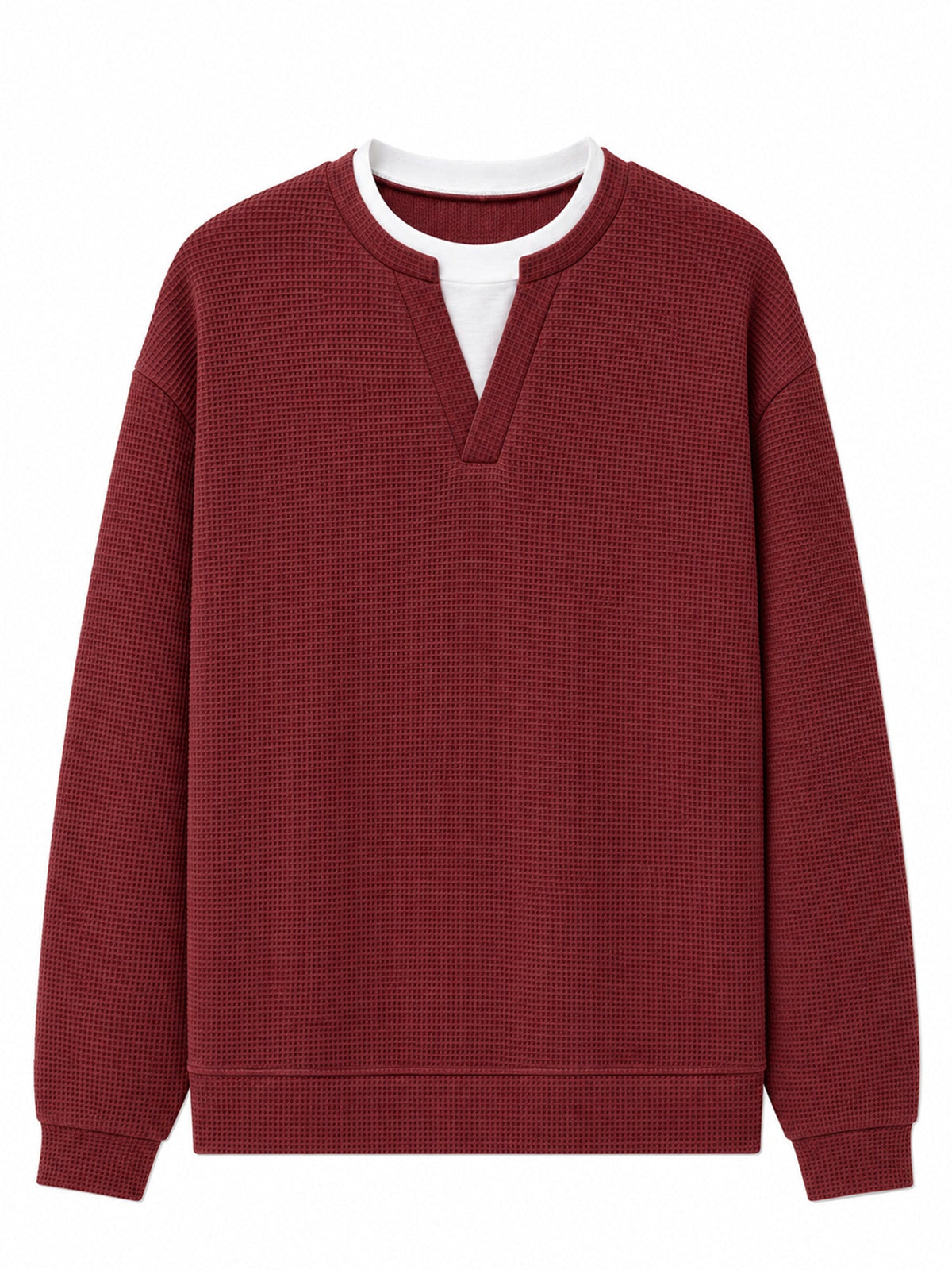 Gavran | Textured Notch Neck Casual Sweatshirt