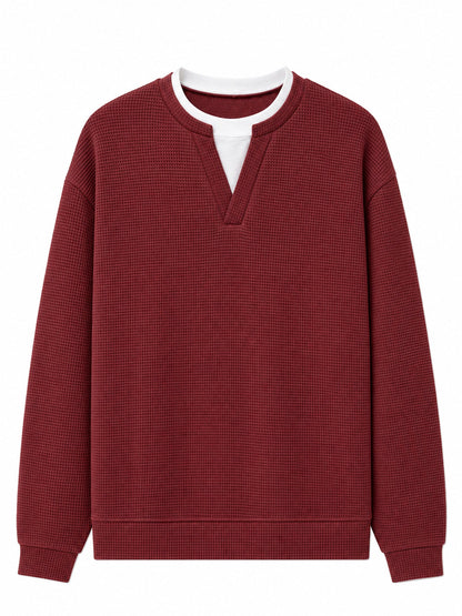 Gavran | Textured Notch Neck Casual Sweatshirt
